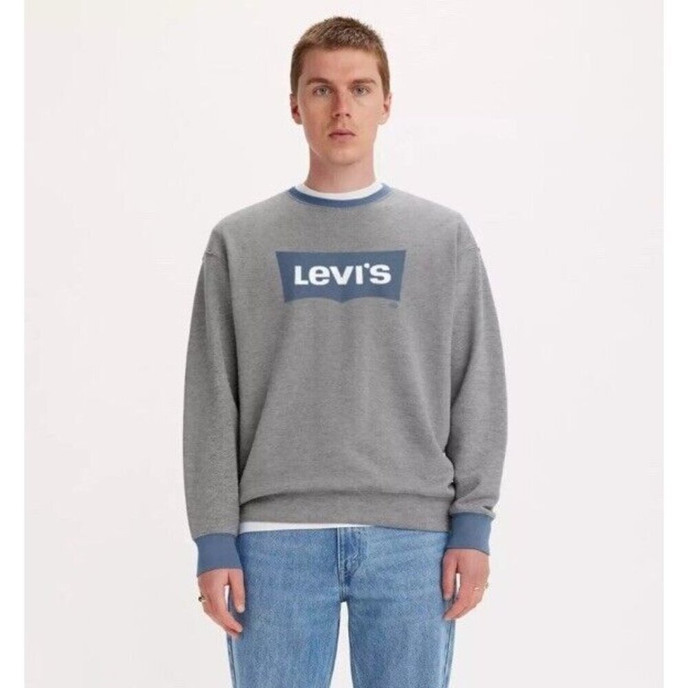 Levi’s Sweatshirt Size M Men’s Gray Relaxed Fit Pullover Graphic Print Logo New - Picture 2 of 11